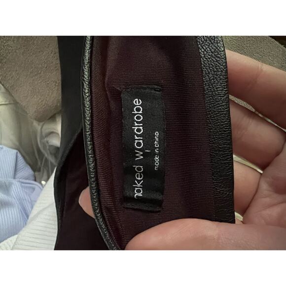 NWOT Naked Wardrobe Faux Leather Bralette Top Black Women’s Size L Vegan Chic - Picture 7 of 10